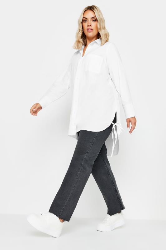 YOURS Plus Size White Tie Detail Shirt | Yours Clothing  4