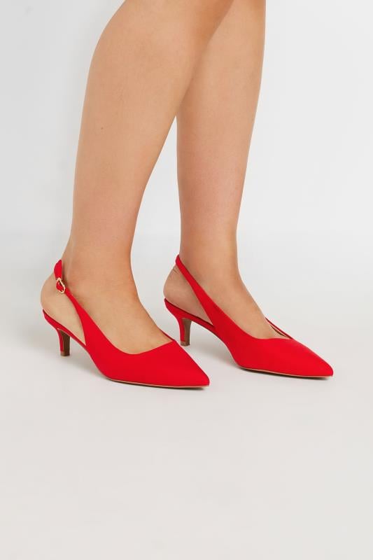 Tall  LTS Red Slingback Kitten Heel Court Shoes In Standard Fit