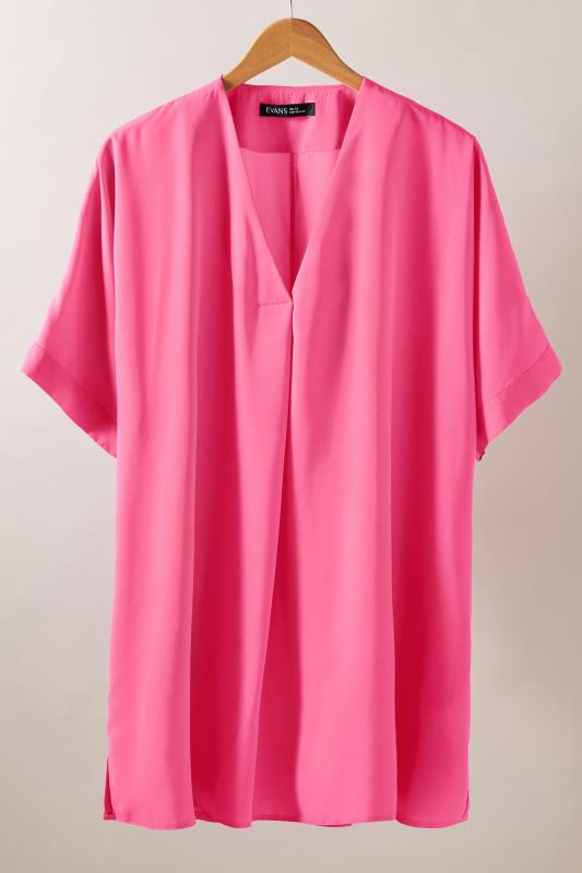 EVANS Plus Size Pink Pleat Front Blouse | Evans 5