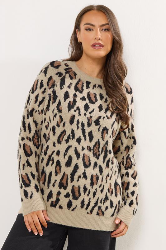  YOURS Curve Natural Brown Soft Touch Leopard Jumper