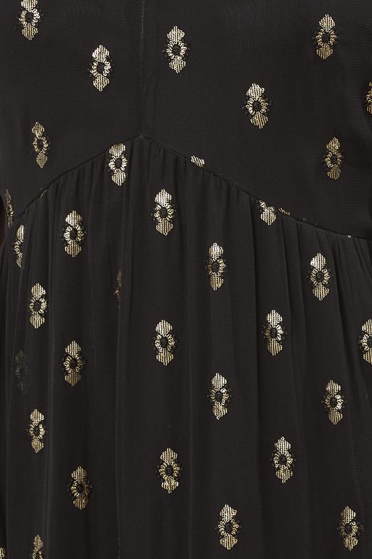 LTS Tall Black Sequin Spot Smock Maxi Dress | Long Tall Sally 5