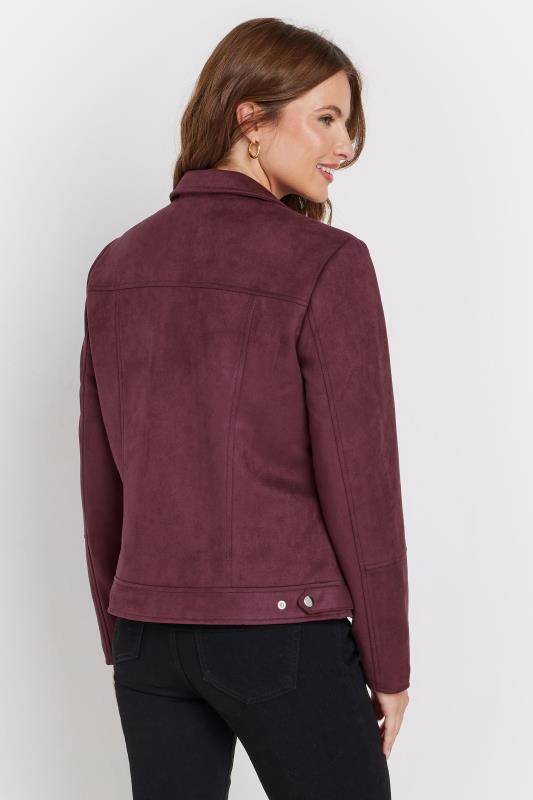 M&Co Berry Purple Faux Suede Biker Jacket | M&Co 3