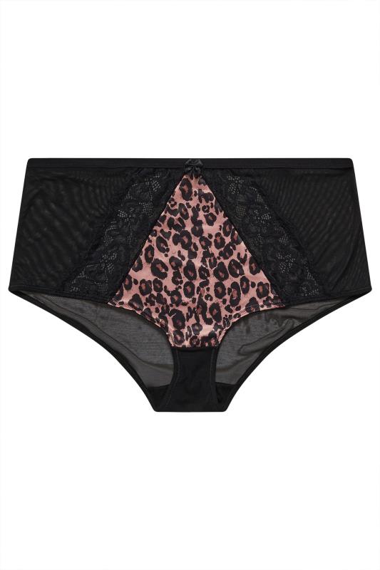 YOURS Plus Size Natural Brown Leopard Print Satin Briefs | Yours Clothing 5