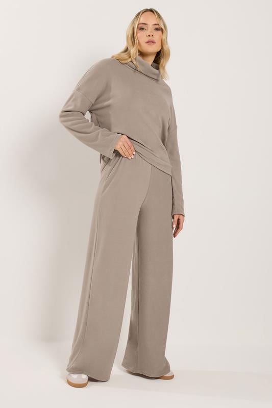 LTS Tall Natural Brown Ribbed Wide Leg Trousers