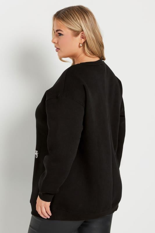 YOURS Plus Size Black Sequin Embellished 'Merry Christmas' Sweatshirt | Yours Clothing 2