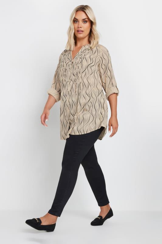 YOURS Plus Size Beige Brown Spot Print Pintuck Blouse | Yours Clothing 2