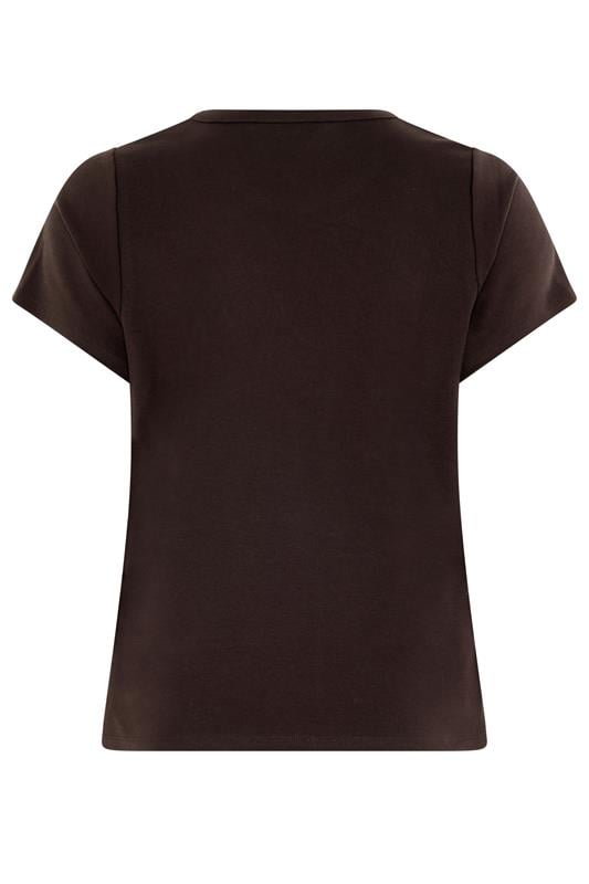YOURS Plus Size Chocolate Brown Interlock T-Shirt | Yours Clothing 6