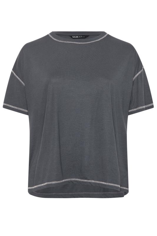 YOURS Plus Size Grey Contrast Stitch T-Shirt | Yours Clothing 5