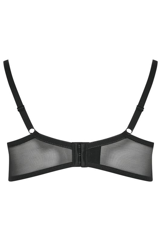 YOURS Plus Size Black Contrast Lace Non-Padded Underwired Bra | Yours Clothing 6