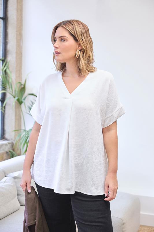 Plus Size  EVANS Curve White Short Sleeve Woven Blouse