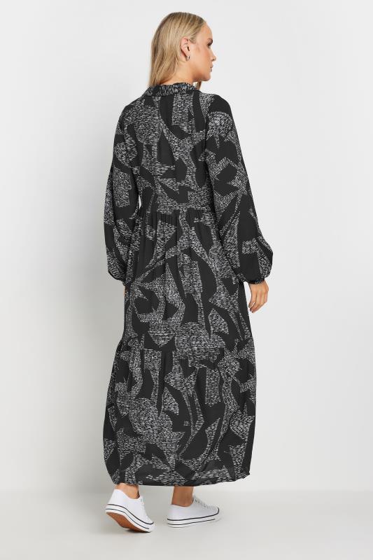 LTS Tall Black Abstract Dash Tiered Smock Dress | Long Tall Sally 3