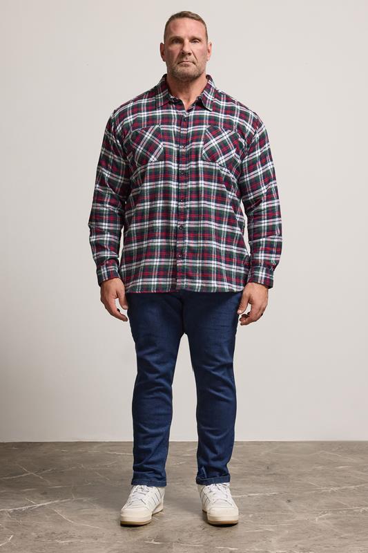 BadRhino Big & Tall Red Check Print Long Sleeve Flannel Shirt | BadRhino 1