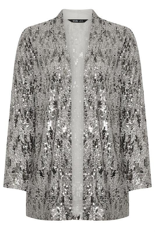 YOURS Plus Size Silver Sequin Kimono | Yours Clothing 6