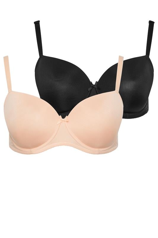 YOURSET 2 PACK Plus Size Black T-Shirt Bras | Yours Clothing 1