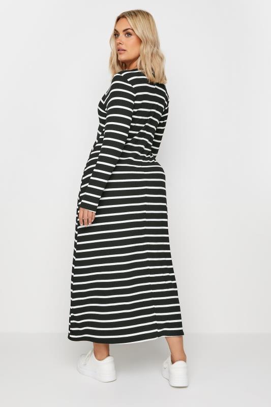 YOURS Plus Size Black Stripe Long Sleeve Maxi Dress | Yours Clothing 3