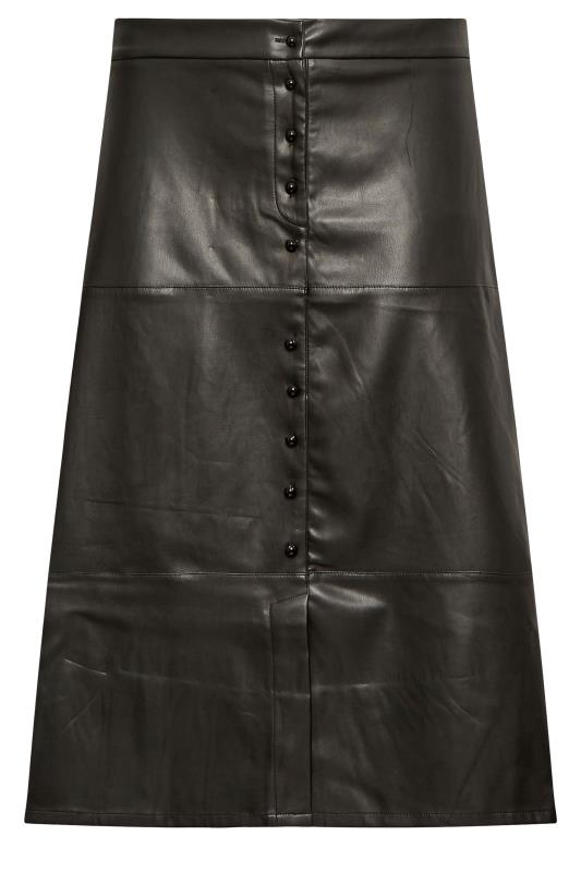 City Chic Black Vegan Leather Button Skirt 5