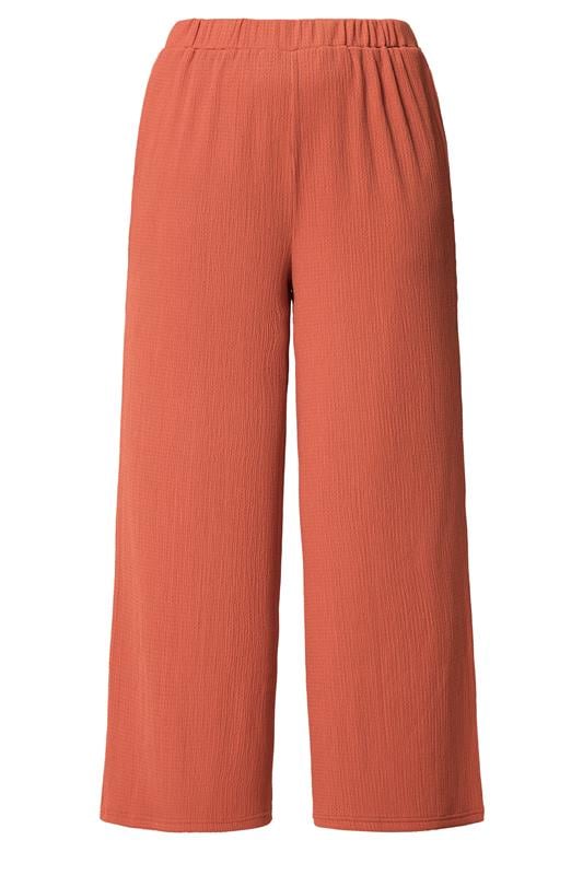 YOURS Plus Size Orange Textured Wide Leg Trousers | Yours Clothing 5