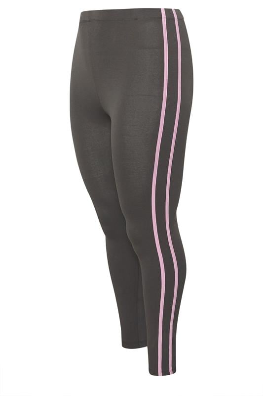 YOURS ACTIVE Plus Size Grey Side Stripe Leggings | Yours Clothing 10