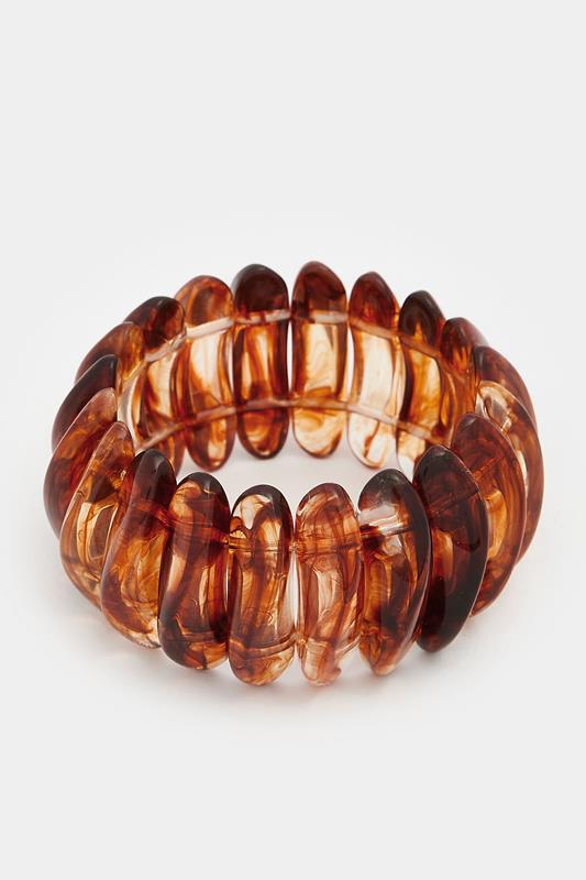 Brown Beaded Statement Stretch Bracelet