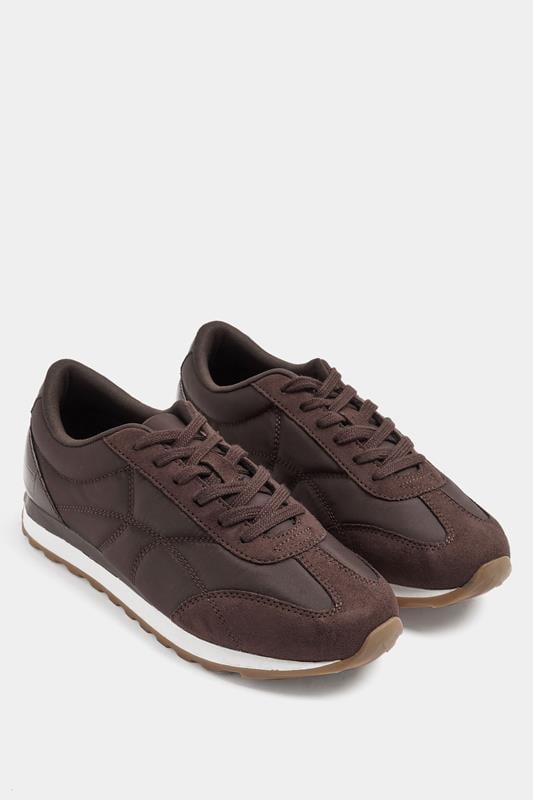  Yours Burgundy Red Quilted Trainers In Wide E Fit