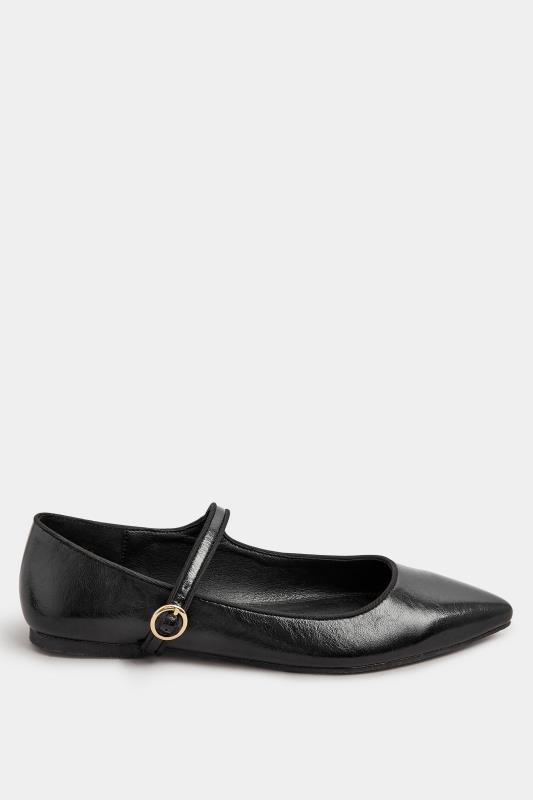 LTS Black Mary Jane Point Flats In Standard Fit | Long Tall Sally  4