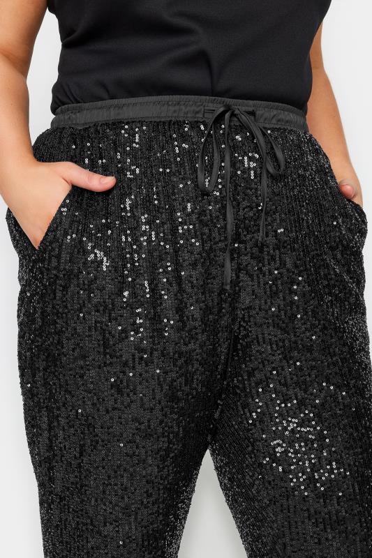 City Chic Black Sequin Trousers 4
