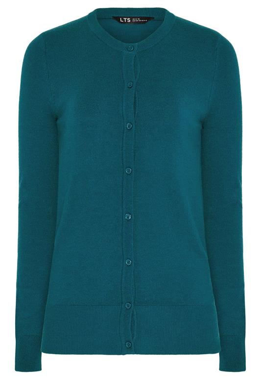 LTS Tall Teal Blue Crew Neck Button Cardigan | Long Tall Sally 5