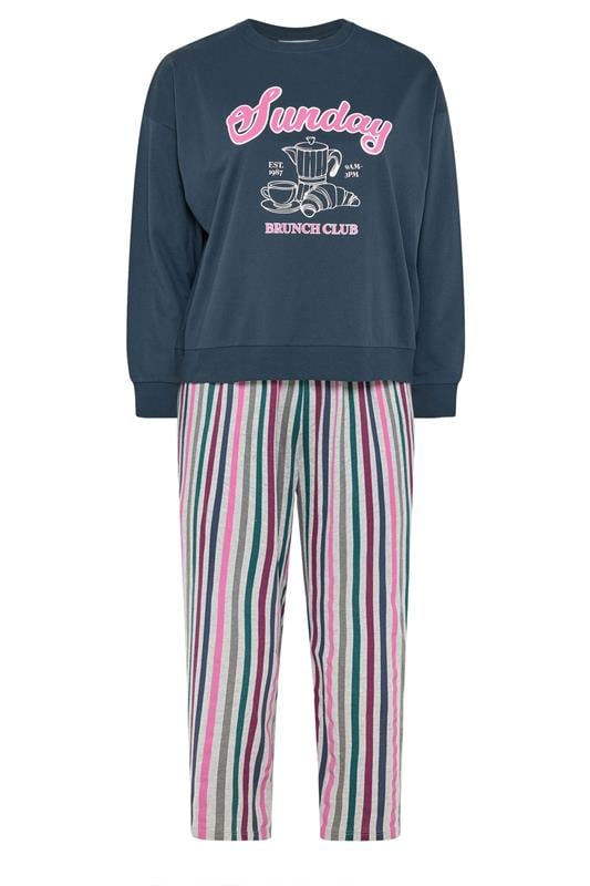YOURS Plus Size Teal Green 'Sunday Brunch Club' Sweatshirt Lounge Set | Yours Clothing 5