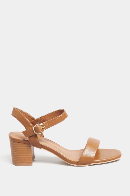 LTS Tan Brown Faux Leather Block Heel Sandal In Standard Fit | Long Tall Sally 3