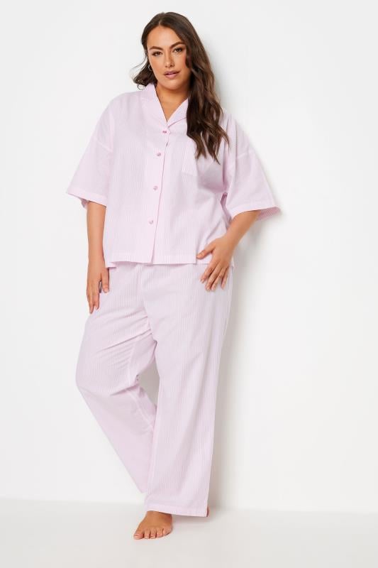 YOURS Plus Size Pink Stripe Pyjama Shirt | Yours Clothing 3