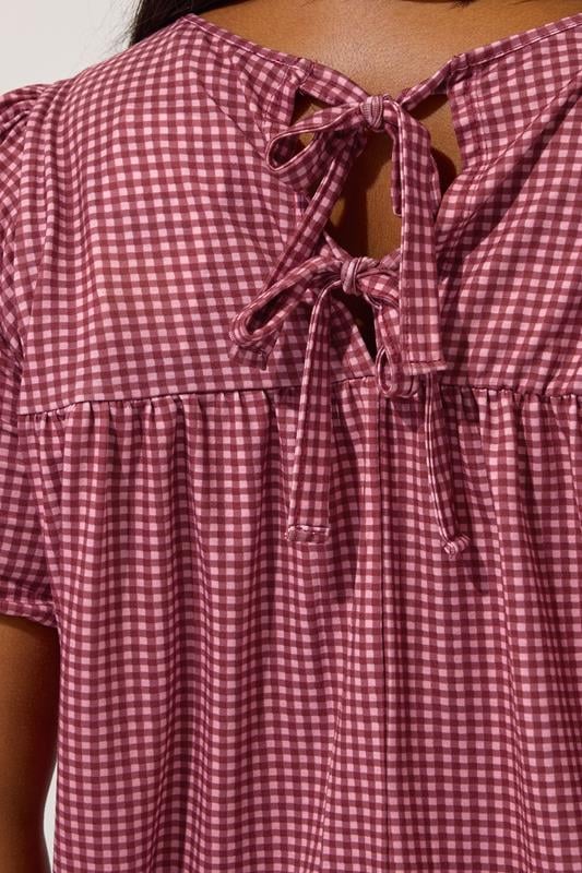 LIMITED COLLECTION Plus Size Red Gingham Tie Back Top | Yours Clothing 4