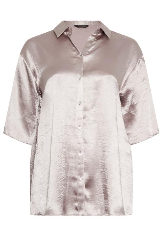 YOURS Curve Plus Size Light Pink Satin Shirt | Yours Clothing  6