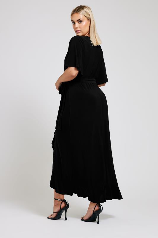 YOURS LONDON Plus Size Black Ruffle Hem Maxi Dress | Yours Clothing 3