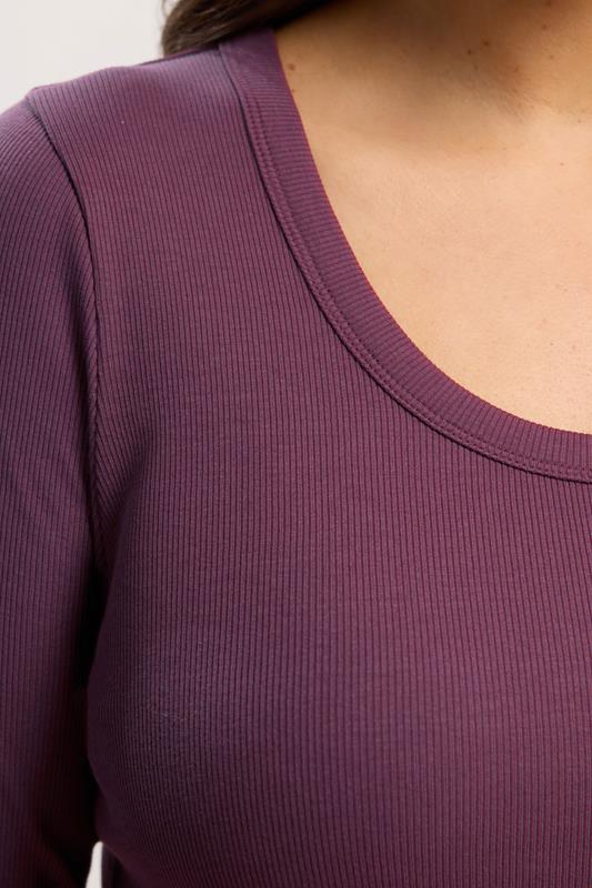 YOURS Plus Size Purple Ribbed Scoop Neck Top | Yours Clothing 4