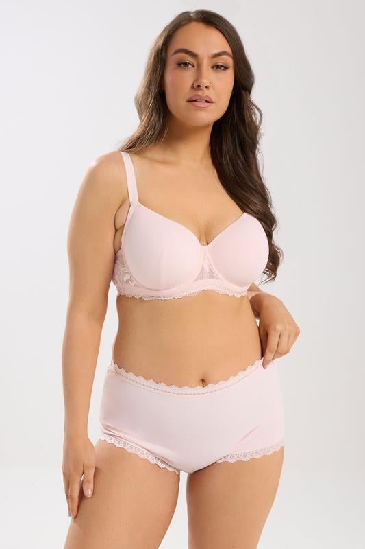 YOURS Plus Size Pink Soft Touch Ribbed Underwired Bra | Yours Clothing 1