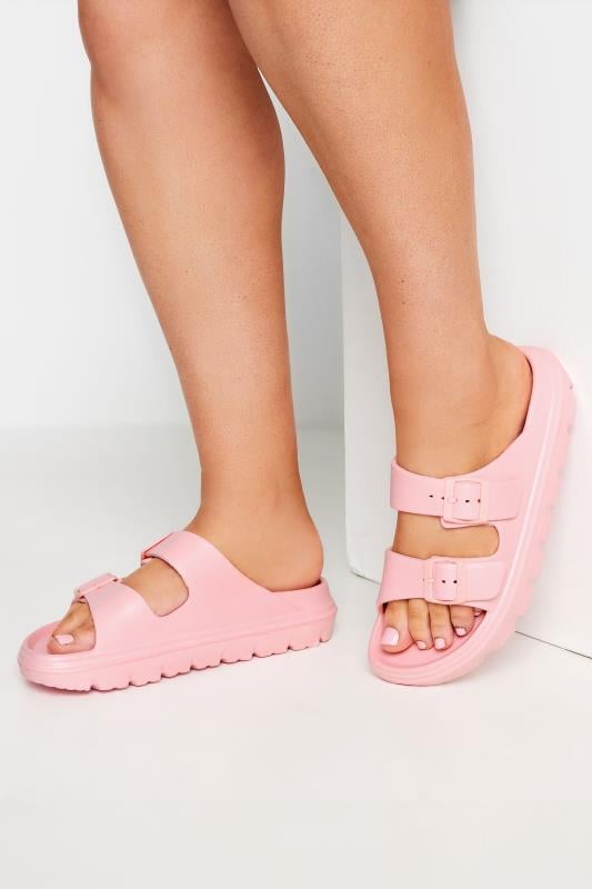 Pink Platform EVA Sandals In Wide E Fit | Yours Clothing 1