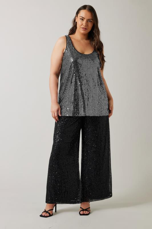 EVANS Plus Size Silver Sequin Embellished Vest Top | Evans  5