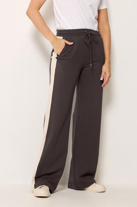 LTS Tall Women's Chocolate Brown Side Stripe Wide Leg Joggers | Long Tall Sally 1