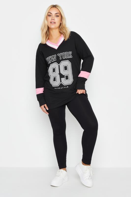 YOURS Plus Size Black 'New York' Slogan Print Sweatshirt | Yours Clothing 2