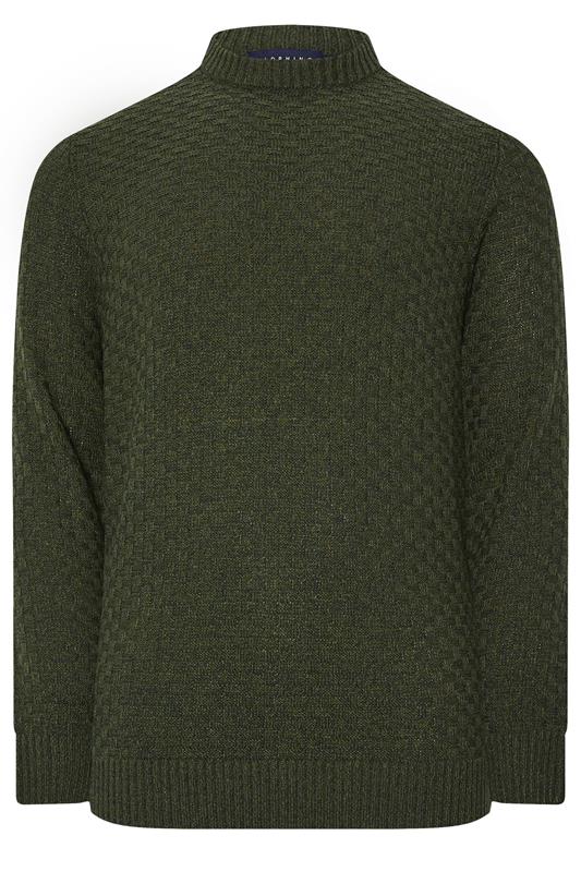 BadRhino Big & Tall Dark Green Textured Crew Neck Knitted Jumper | BadRhino 7