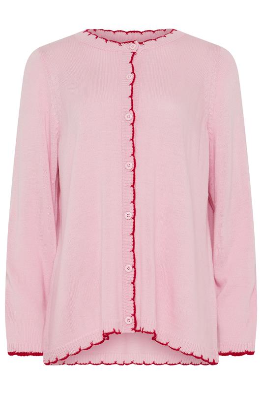 YOURS Plus Size Pink Scallop Edge Cardigan | Yours Clothing 5