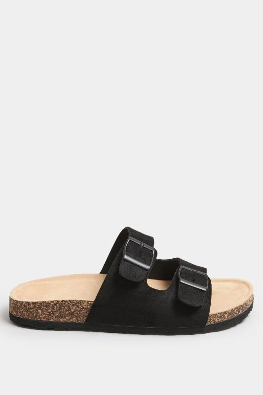 LTS Black Faux Suede Moulded Footbed Sandals In Standard Fit | Long Tall Sally  3