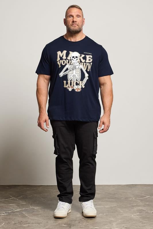 JACK & JONES Big & Tall Sky-Captain Blue Casino Graphic T-Shirt | BadRhino 1
