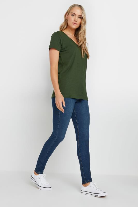 LTS Tall 2 Pack Khaki Green & Stone Brown V-Neck T-Shirts | Long Tall Sally  3