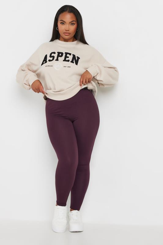 Plus Size Plum Purple Soft Touch Leggings | Yours Clothing  2