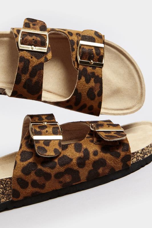 LTS Brown Leopard Print Moulded Footbed Sandals In Standard Fit | Long Tall Sally  5