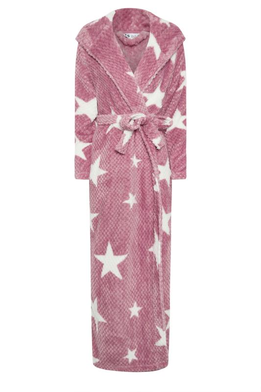 LTS Tall Pink Star Print Waffle Maxi Dressing Gown | Long Tall Sally 5