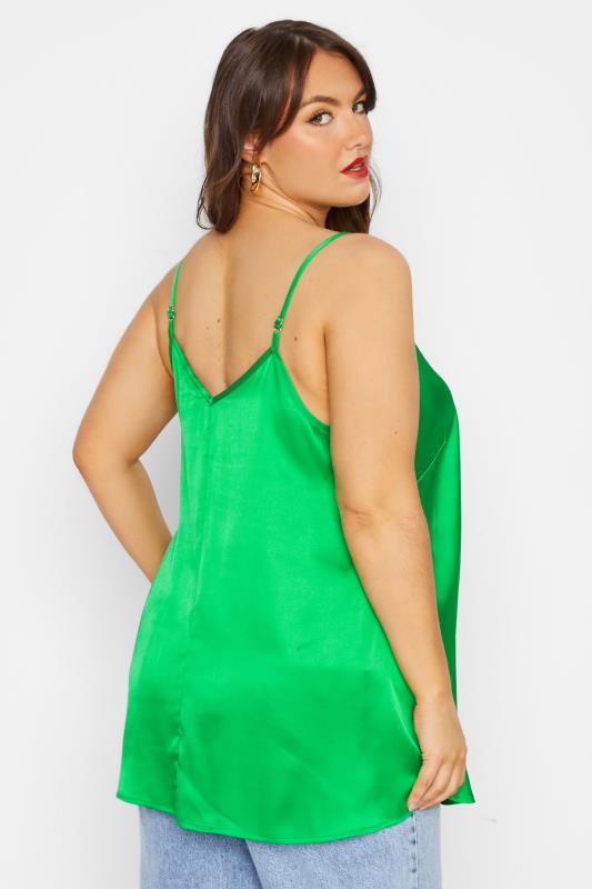 YOURS Plus Size Bright Green Satin Cami Top | Yours Clothing  3