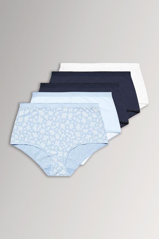 YOURSET 5 PACK Curve Blue Floral Print Full Briefs