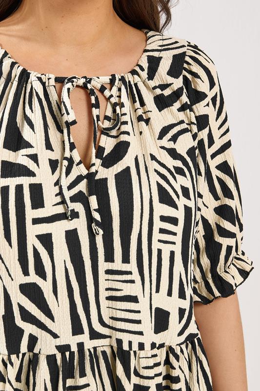 YOURS Plus Size Black Abstract Tie Neck Dress | Yours Clothing 4